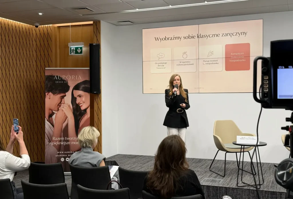 Wynikami badań z uczestnikami wydarzenia podzieliła się Oliwia Simińska, head of marketing & experience w firmie jubilerskiej Auroria
